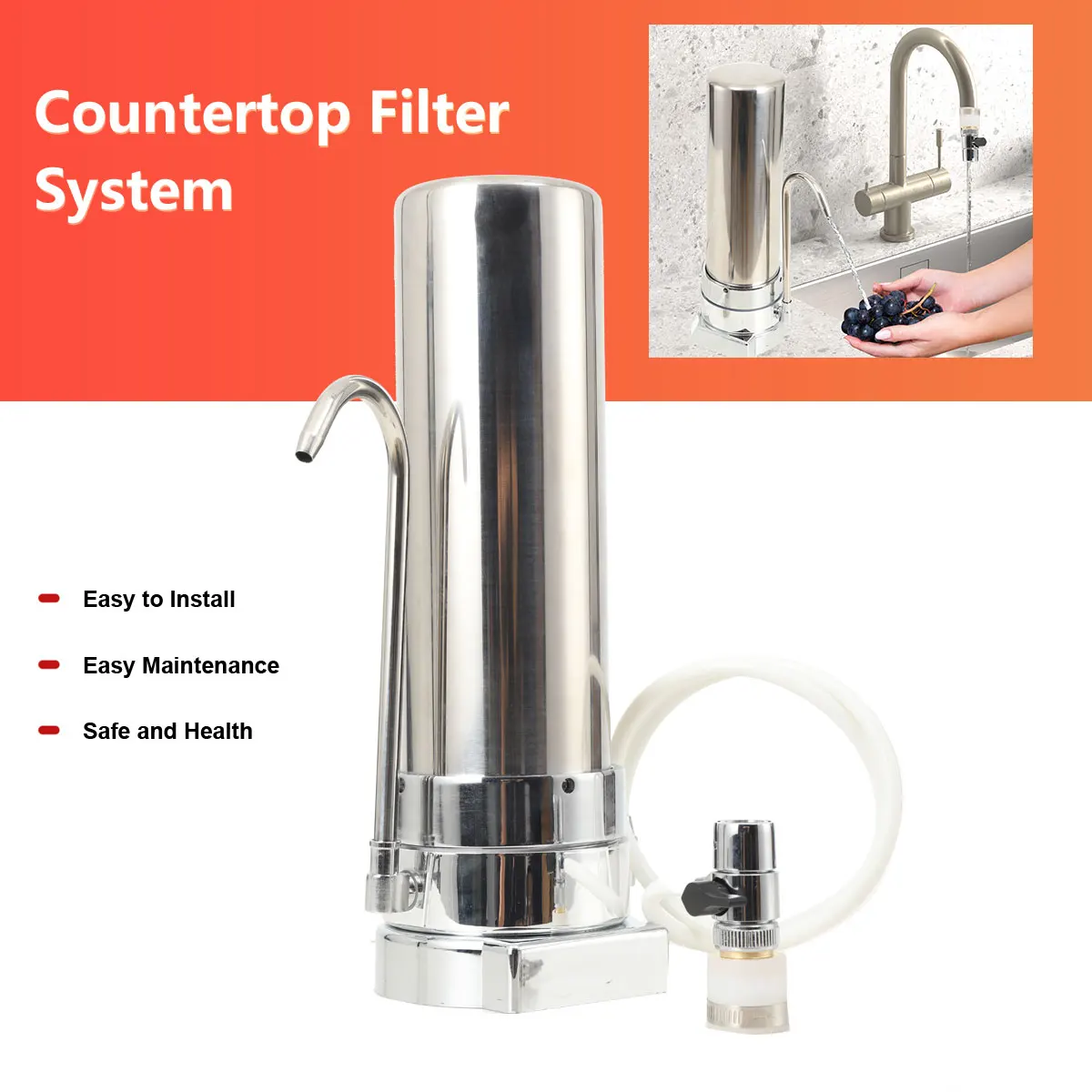 

Настольный фильтр, фильтр для воды, система питья для раковины, кухонный очиститель воды из нержавеющей стали, бытовой фильтр, водопроводная вода