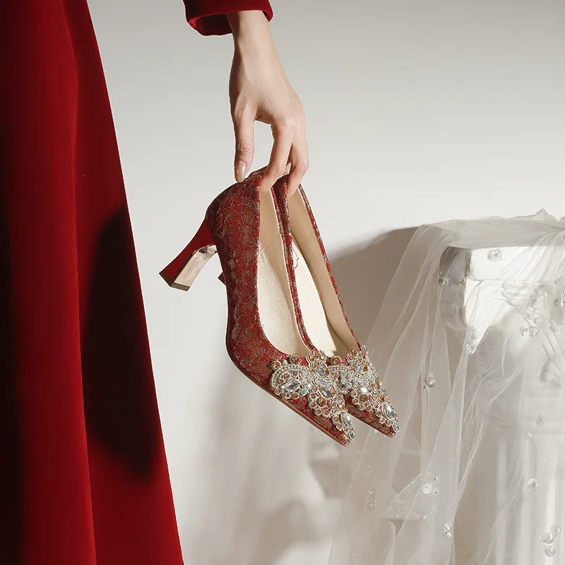 

Luxury Women's Shoes 2026 Spring Fashion High Heels Designer Shoes for Women Brand Red Dress Wedding Shoes Women Banquet Shoe