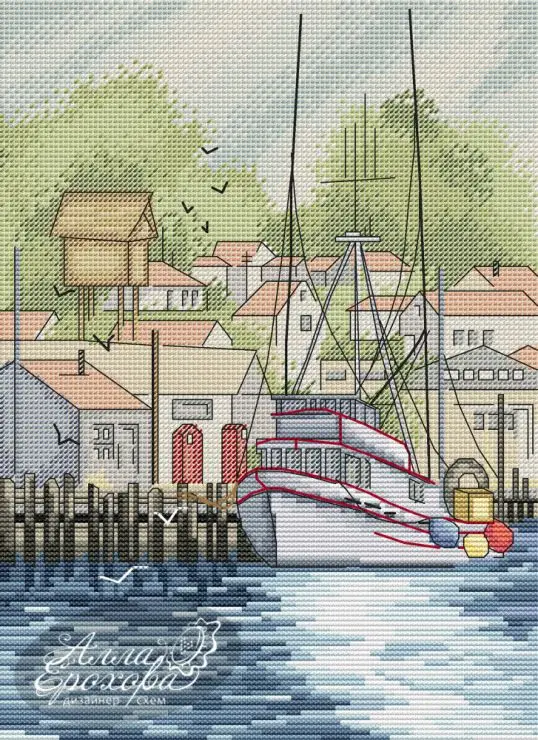 

Handmade 14CT Counted Canvas DIY Kits, Cross Stitch Embroidery, Yacht 30-37