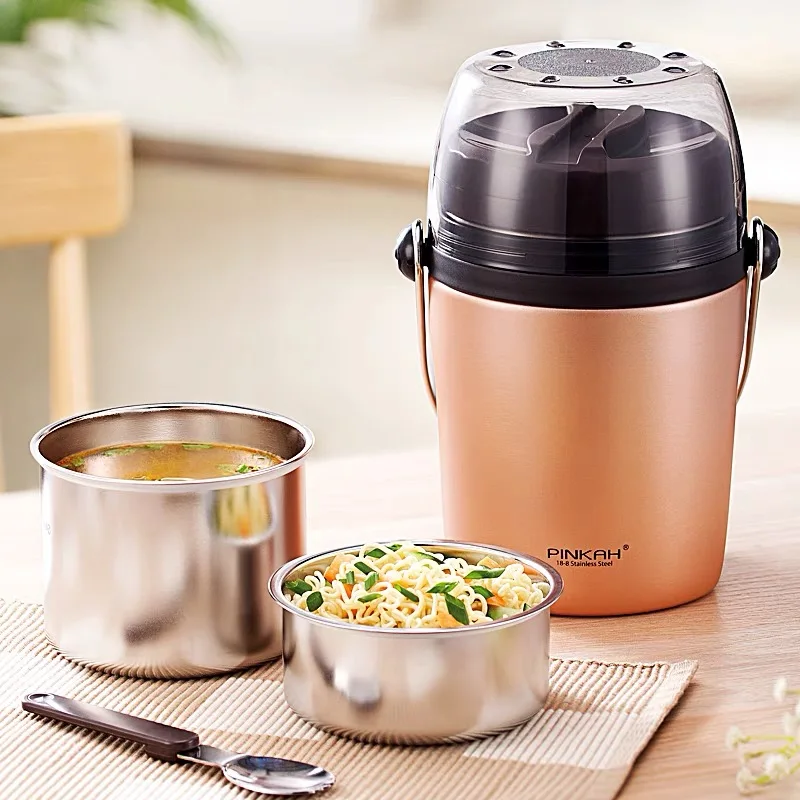 

Новый Pinkah 1.6L большой Ёмкость 3-Слои вакуумной изоляцией из нержавеющей стали бенто ланч бокс бытовой Еда термоизоляционный бак 304 Нержавеющая сталь Коробки для обедов