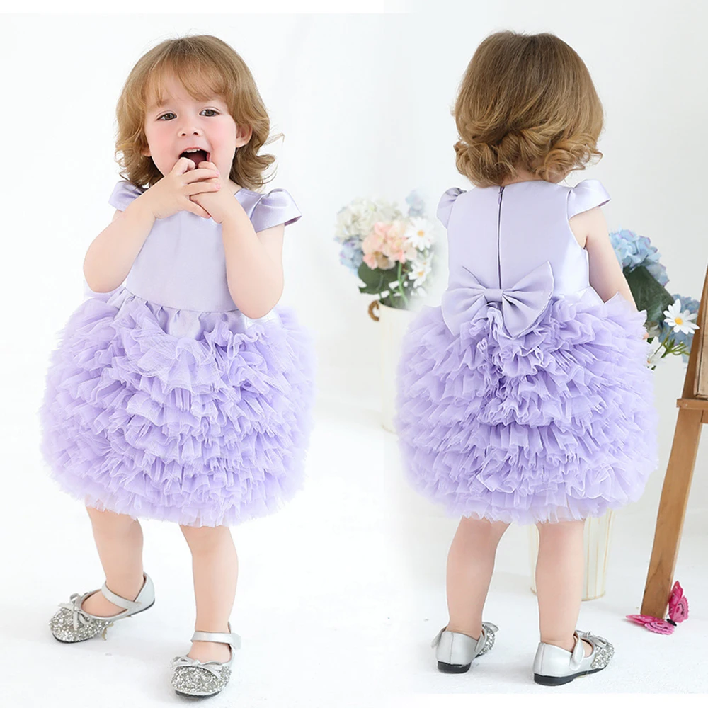 

0-4Y Puffy Tutu Dress Toddler Clothing Gowns Girl's Birthday Princess Dress Pink Mesh Dress Flower Girl Wedding Vestidos
