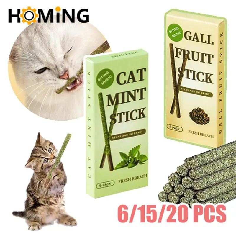 6PCS Cat Mint Toy Cat Molar Toothpaste Stick Pet Mint Caught Bite Excited Rods Silvervine Cat Snacks Sticks Pet Teeth Cleaning