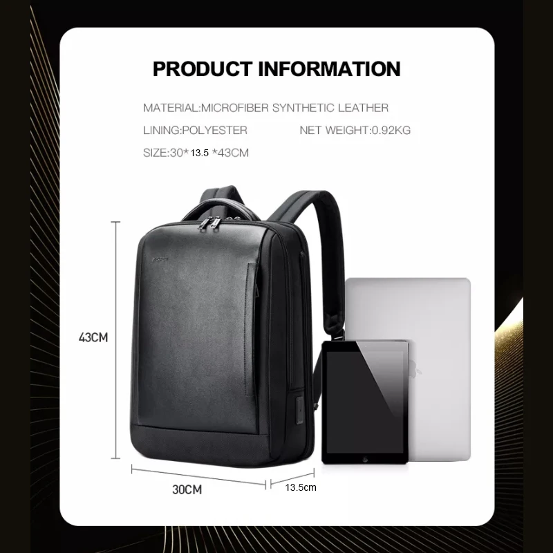 BOPAI Men Business Backpack 15.6 Inch Office Work Male Backpack USB-charging Slim Laptop Bag Waterproof Travel Shoulders Bag