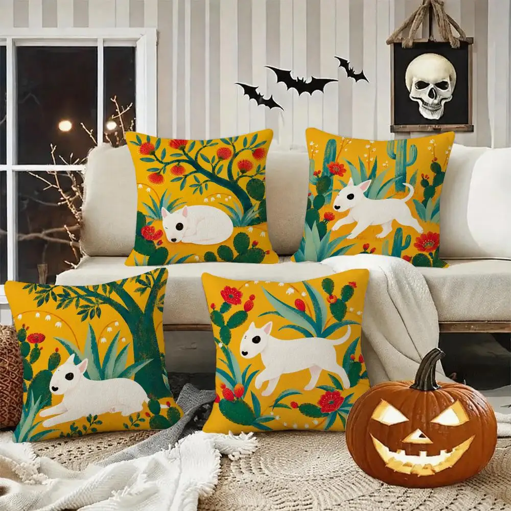 Bunny Lover Halloween Gift Cushion Cover Halloween Rustic Throw Pillow Covers, Cute Ghost Pumpkin Maple Leaf Cushion Covers