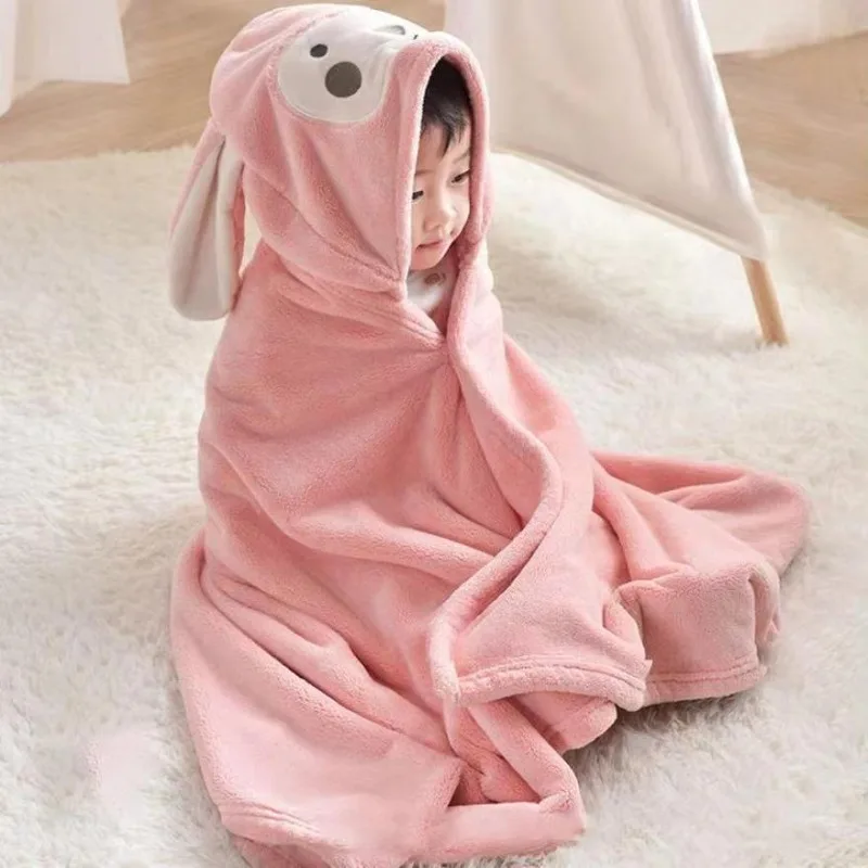 New Fashion Thick Coral Fleece Blanket Absorbent Boys Girls Nap Towel Poncho Hooded Wearable