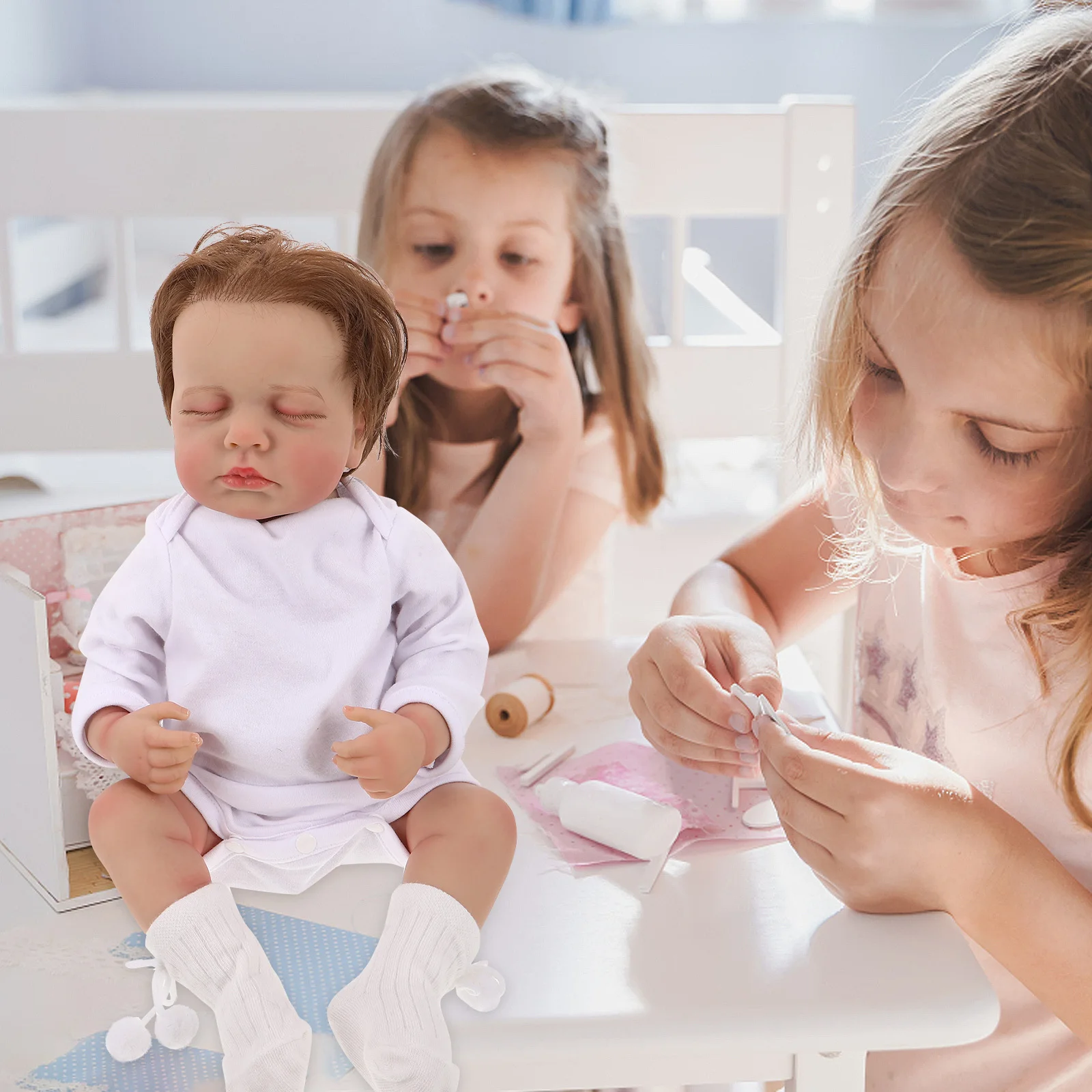 

49Cm Lifelike Silicone Infant Realistic Toddler For Pretend Play Nursing Training Simulation Baby Set Vinyl Baby