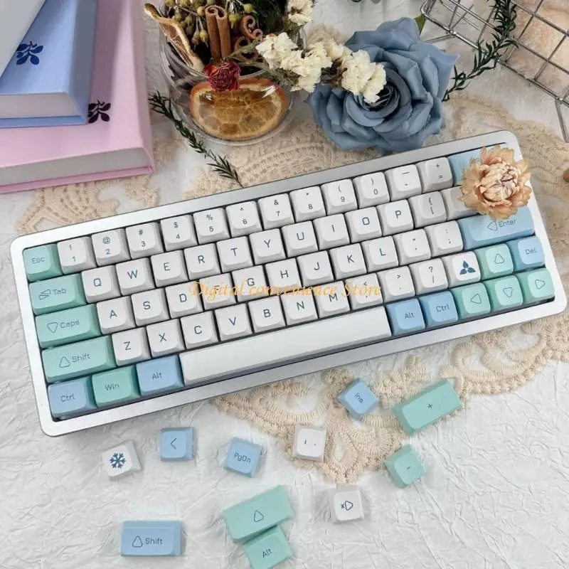 

97QA Колпачок 125Keys XDa Profile Pbt Sublimations Keycap Сине-белый колпачок
