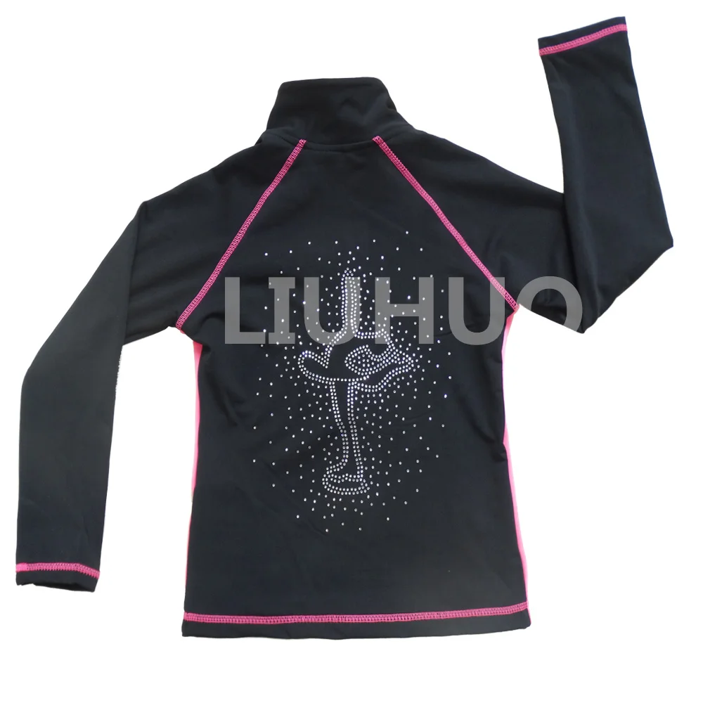 LIUHUO Ice Figure Skating Pants Jacket Girls Pink Black Fleece Leggings Stretchy Trousers Training Outfits