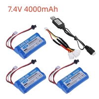 7.4V 4000mAh Li-ion rechargable battery SM/USB charger for MN99S D90 U12A S033g Q1 H101 H103 RC Electric Construction Excavator