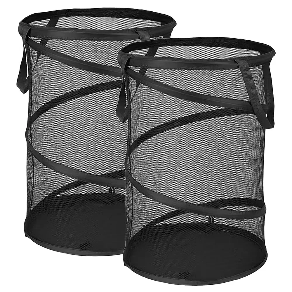 Folding Dirty Laundry Sorting Basket Large Mesh Yarn Storage Bag Frame Bucket Laundry Organizers Storage Pouch Storage Organizer - view 2