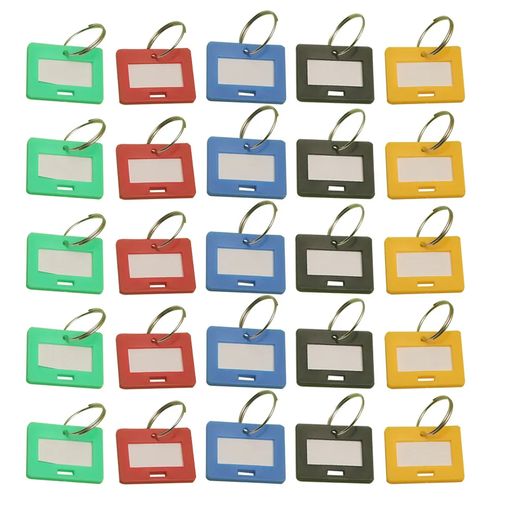 50Pcs Key Identification Tags Numbered Plastic Round and Shape Metal Keychains for Keys Luggage Travel Key Discs