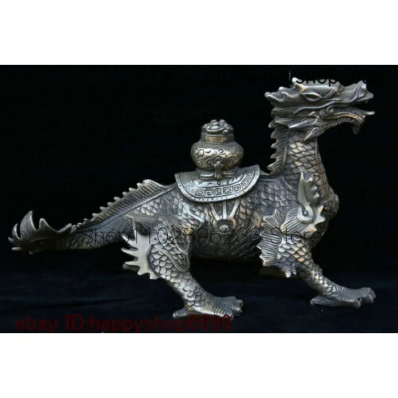 

10 China Silver Fengshui Animal 12 Zodiac Year Dragon Loong Beast YuanBao Statue