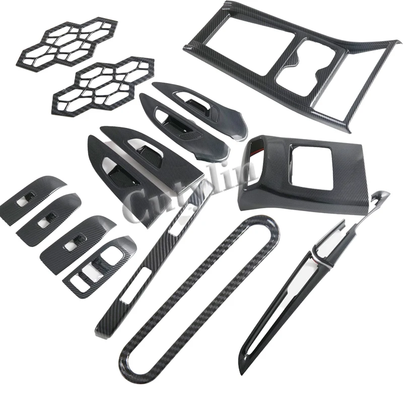 LHD ل MG 4 MG4 EV 2026 2027 ألياف الكربون الداخلية مركز التحكم نافذة التبديل والعتاد التحول لوحة منفذ الهواء غطاء أزرار الكسوة #1