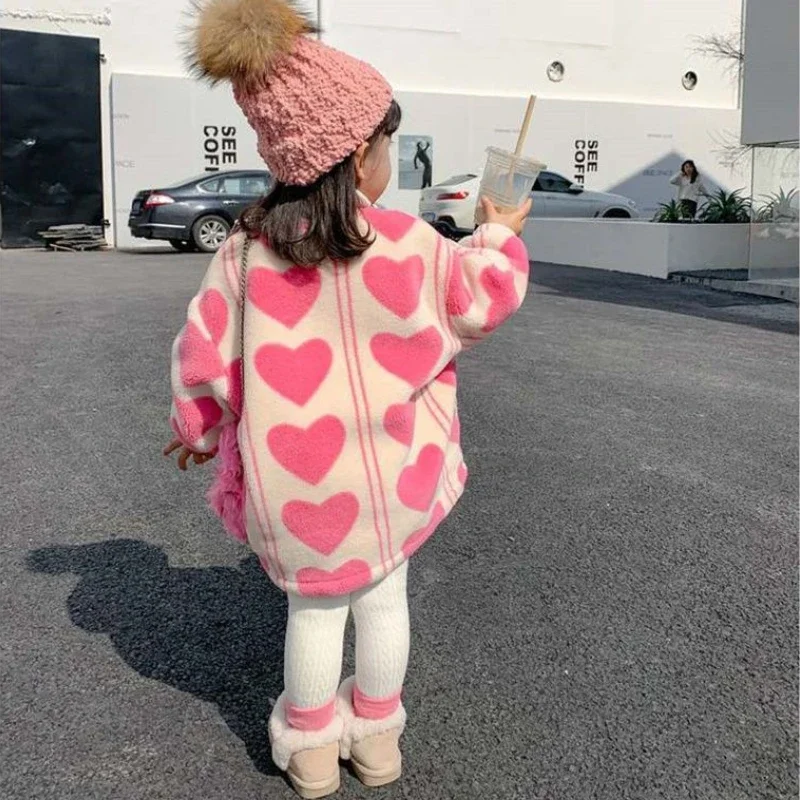 Children Clothing 2024 Autumn Winter Girl Lamb Wool Coat New Fashion Baby Girl Korean Style with Velvet Thick Wool Padded Jacket