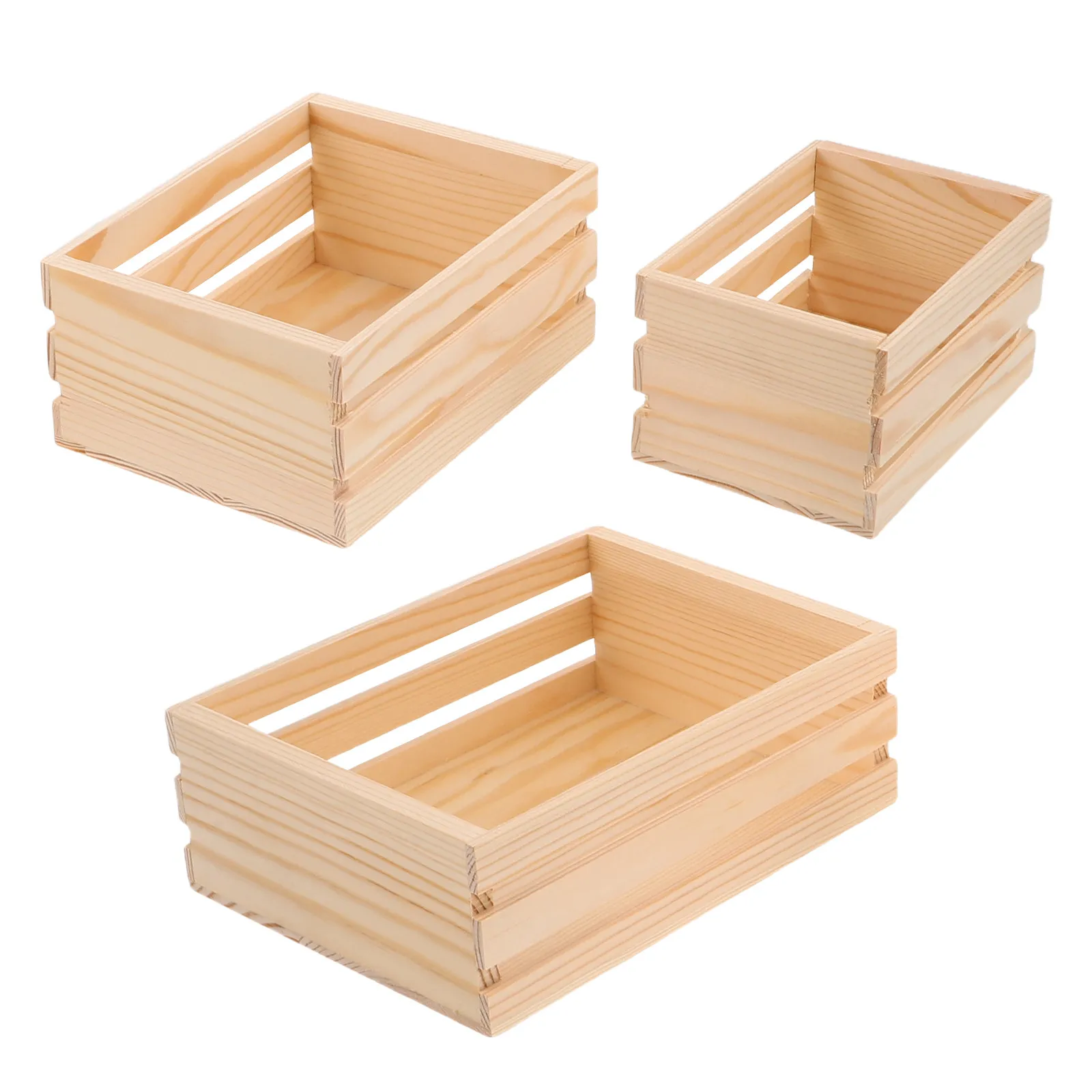 Mini Wooden Storage Box Set – Unfinished Rustic Craft Frame for Dollhouse, Display & Keepsake Organizer (3pcs)