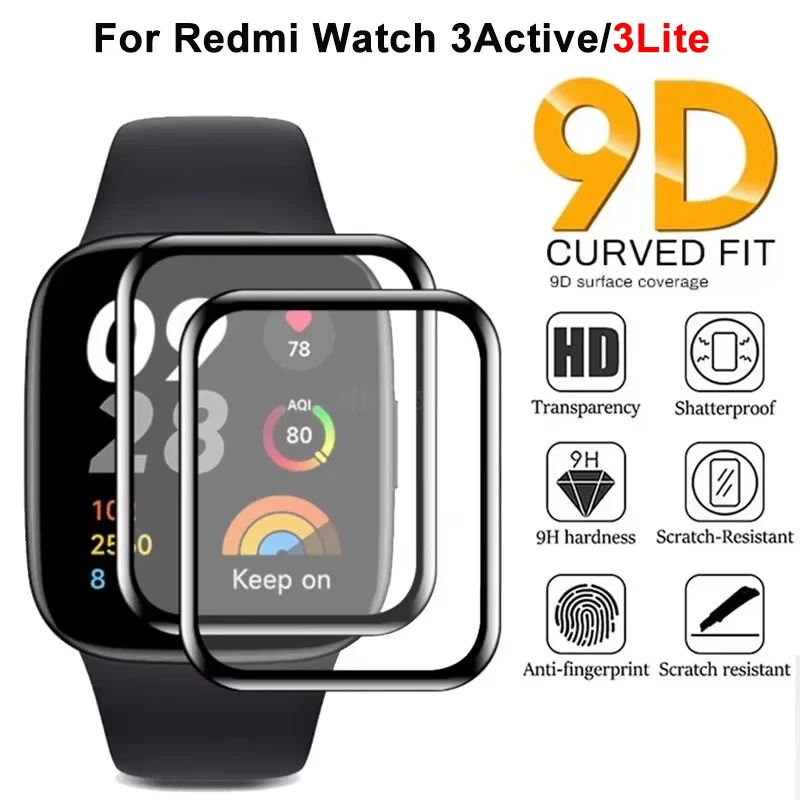 3PCS Protective Glass For Xiaomi Redmi Watch 3 Active 9D Curved Soft Screen Protector Not Glass For Redmi Watch3 Lite Smartwatch