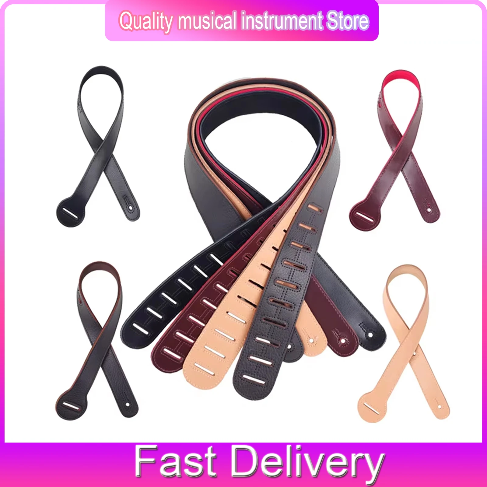 Guitar Strap Cowhide Material High-end High Quality Strap Adjustable With Join Straps Professional Guitar Instruments Parts