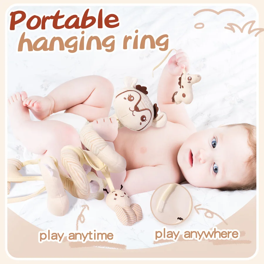 Newborn baby Crib Bed Stroller Soothing Spiral Pendant Toy Animal Plush Hanging Bed Car Around Baby Toys