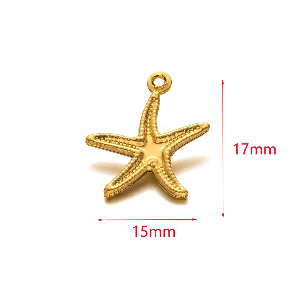 Colgante de acero inoxidable con forma de estrella de mar, accesorios para fabricación de joyas, 15mm, 20 unids/lote/bolsa