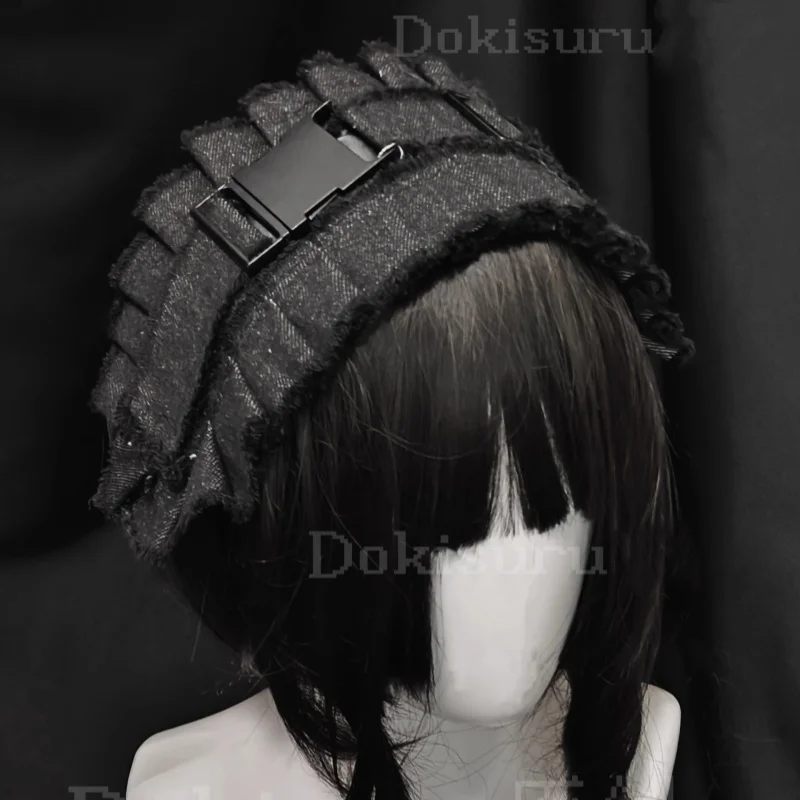 Bandeau en Denim fonctionnel pour fille, sous-culture originale, sport foncé, Punk Y2K, pince à cheveux, accessoire pour cheveux Cosplay de demoiselle d'honneur Lolita