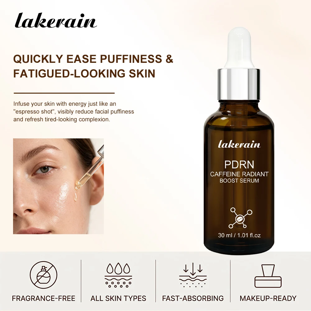 PDRN Caffeine Radiant Boost Serums Smooth Texture Moisturizing Lightweight Fast Absorbing Makeup Ready Facial Suits All Skin Typ
