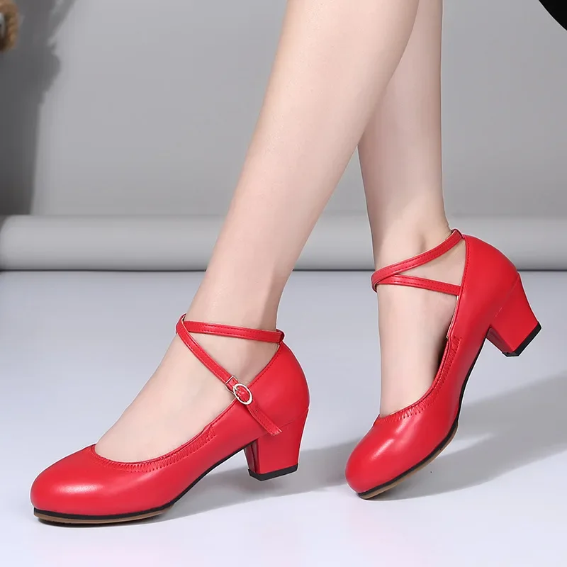 Summer New Dance-Shoes for Woman Girls Ladies Latin Ballroom Modern Salsa Practise Dancing Shoes Closed Toe Soft Rubber Sole