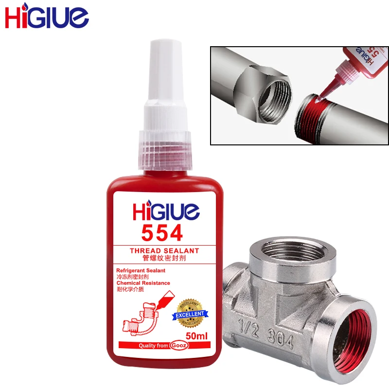 

554 Metal Pipe Thread Sealant Glue Pneumatic and Hydraulic Fittings Anaerobic Thread Sealing Adhesive Chemical Resistanc 50ml