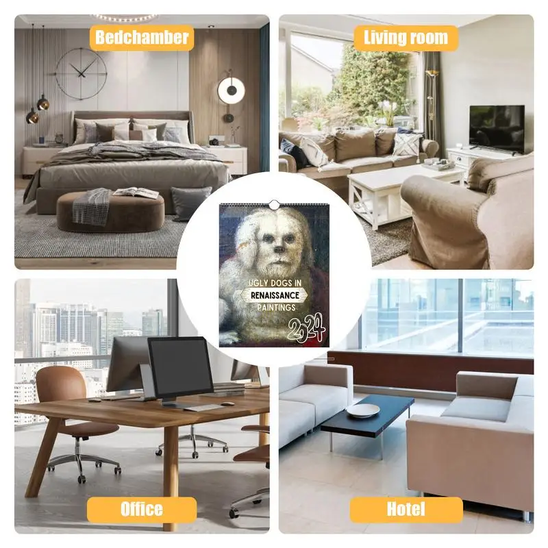 تقويم مضحك للكلاب تقويم جداري ، هفوة فنية جدارية ، هدية فكاهية ، مزحة ، 24 ، 42 × 8 ، 17 × 11 بوصة ، جاناري ، ديكامبر ،