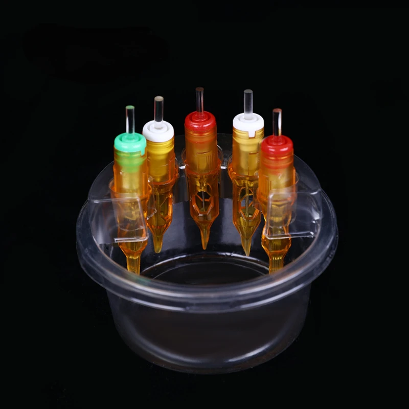 20pcs/Box Tattoo Cartridge Cup Holder Disposable Double Layer Tattoo Needle Holder Plastic Placement Rack For Tattoo Supplies