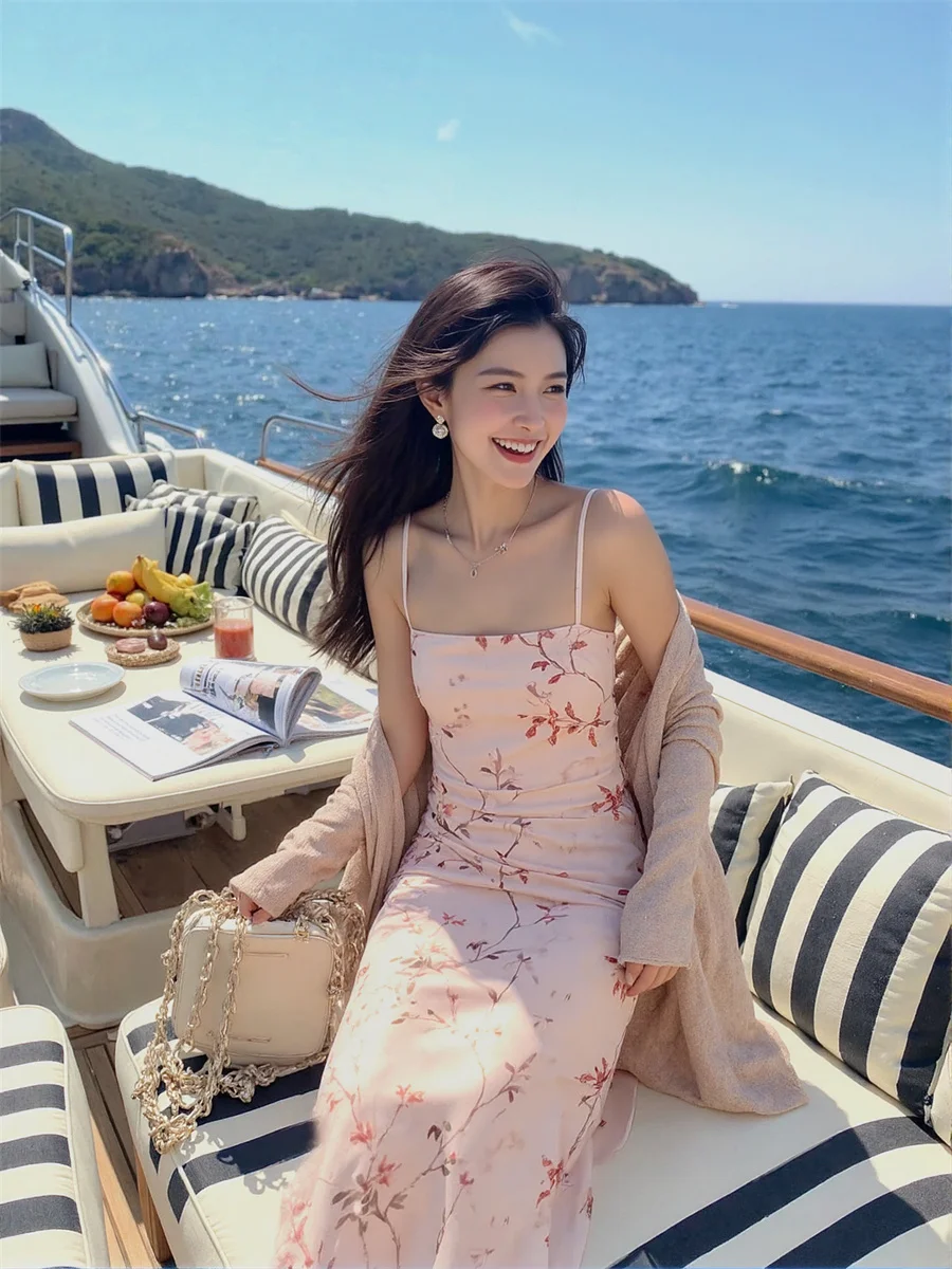 Women'S Dresses Y2K Pink Slim Ankle-Length Chinese Style Cotton Linen Polyester Rayon Silk Satin Chiffon Gauze Tulle Mesh Modal