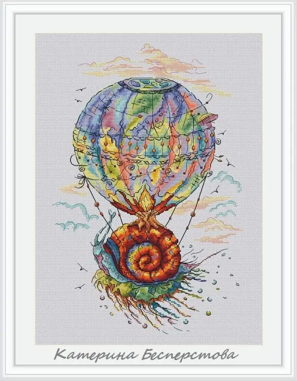 Cross Stitch DIY Kit, Embroidery Set, DMC Threads, Handicraft, Flying Snail Series, Canvas, 14CT, 18CT, 25CT