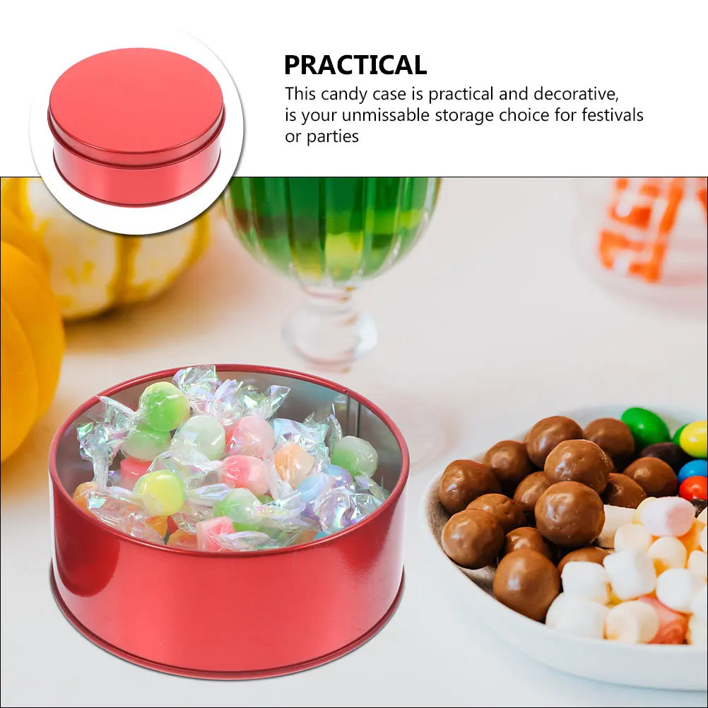 

1pcs Round Tinplate Box Cookie Container For Chocolate Tea Snacks Treats Small Gift Storage Metal Tin Candy Jar Organizer