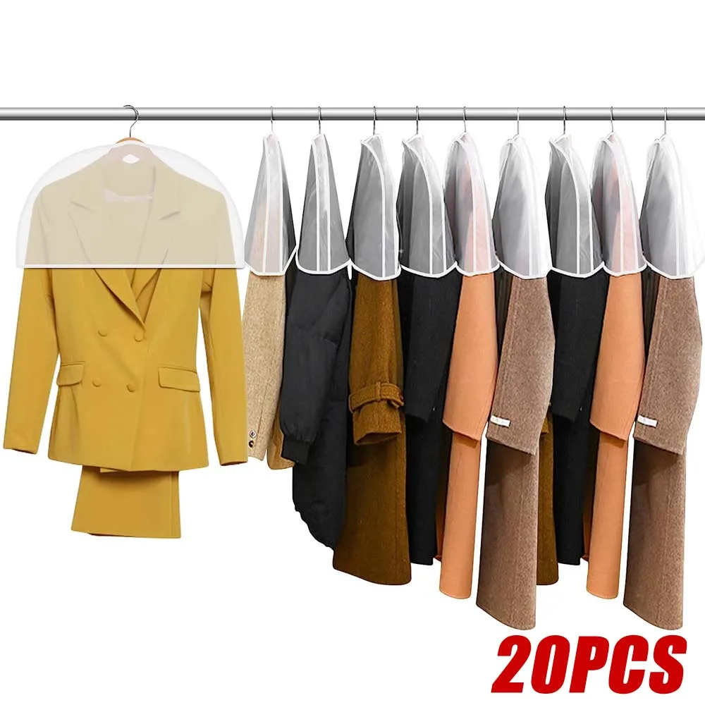 20PCS Travel Clothes Covers Garment Suit Protectors Shoulder Closet Clothing Protector Travel Hanging Coat Cloth Dusts Storing