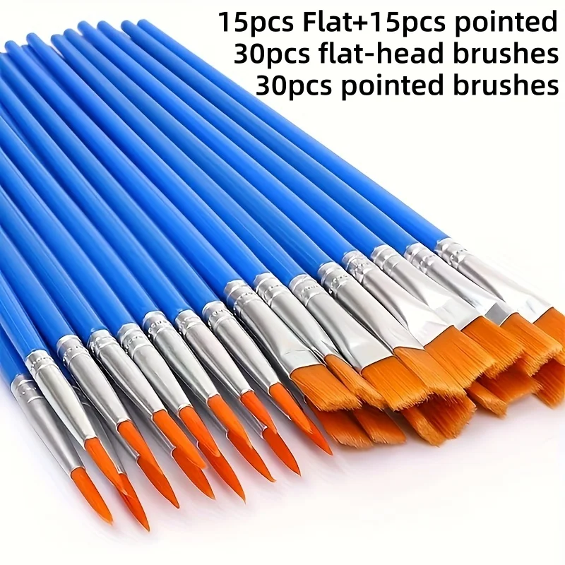 30pcs flat-head and pointed-tip brushes, line drawing pens, digital oil painting pens, watercolor pens, watercolor pastel pens