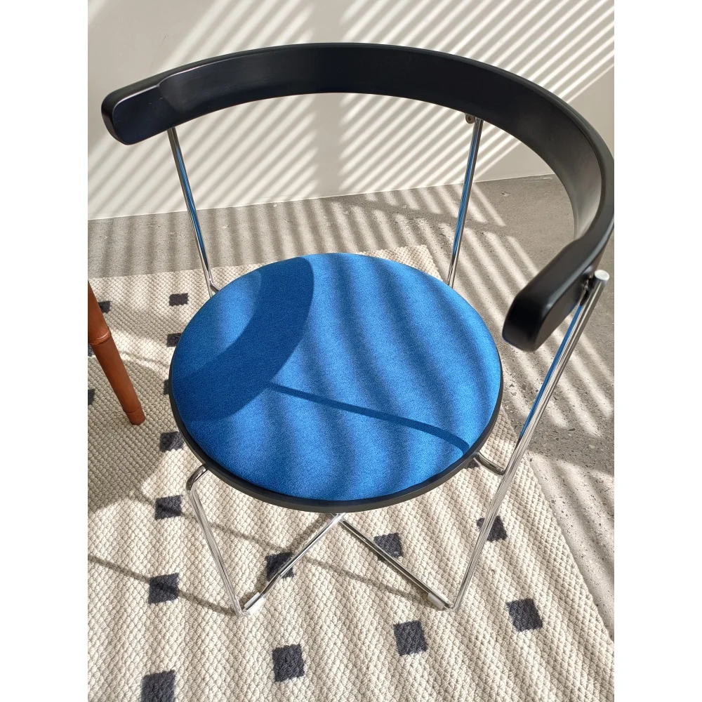 Folding Dining Chair with Modern Design,Chrome Frame with Wood Back,Upholstered