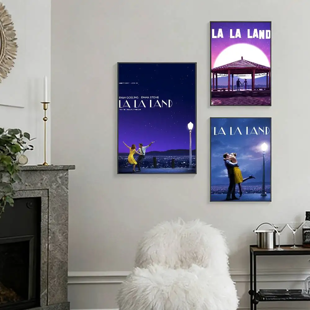 Movie L-LA-A La-a  L-LaND-d Poster High Quality Dorm Living Room Aesthetic Wall Decoration Painting Stickers