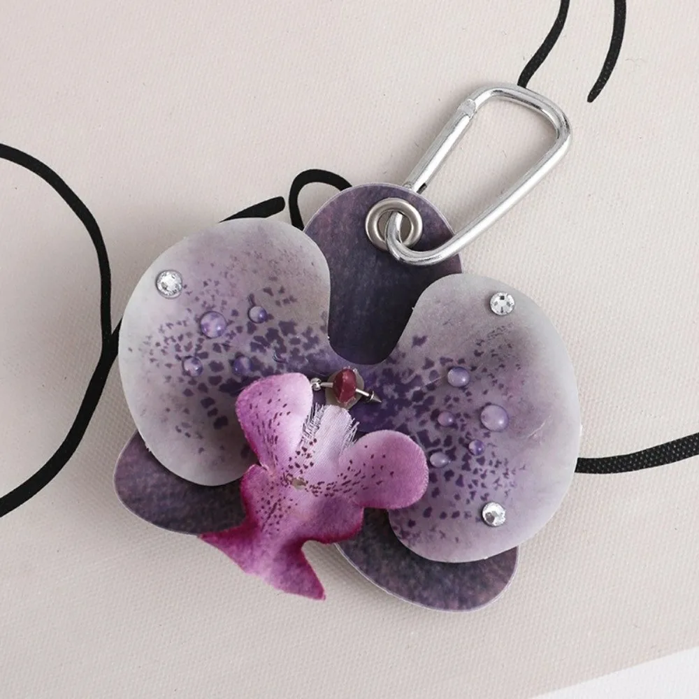 

Романтический красочный брелок Phalaenopsis ручной работы с орхидеей и лилией, сумка, подвески, имитация цветка, подвеска на рюкзак