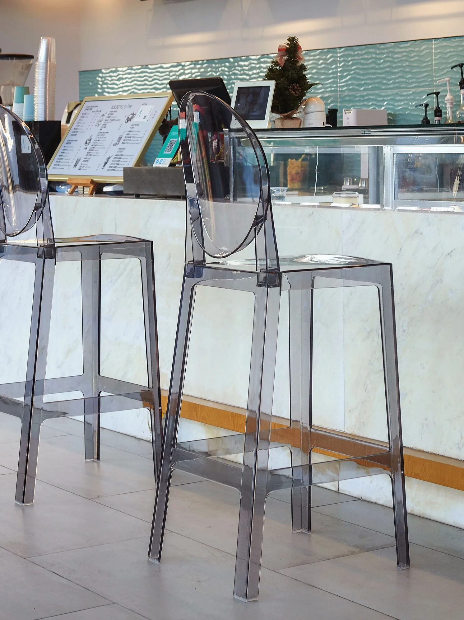Transparent Crystal Bar Chair Nordic Light Luxury Bar Stool Bar Backrest Chair Creative High Stool Cafe Acrylic Stool