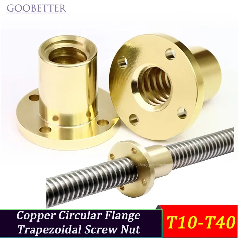 

Copper Flange Nut Trapezoidal Thread T10 T12 T14 T16 T20 T25 T28 T30 T32 - T40 Vibration Resistant For Machinery Electrical Pipe