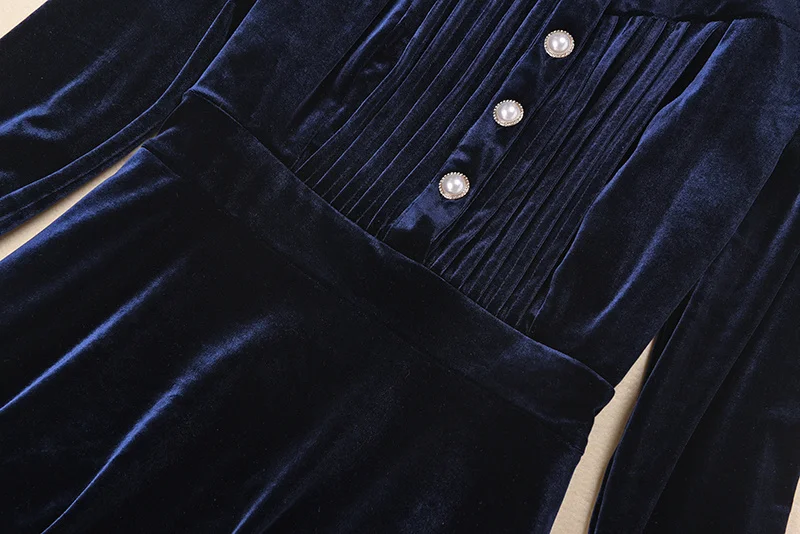 Kate Middleton Dress Women 2025 New Arrival Autumn Winter Long Sleeve Elegant Luxury Vintage Velvet Lady Pleated A Line Dresses view 5