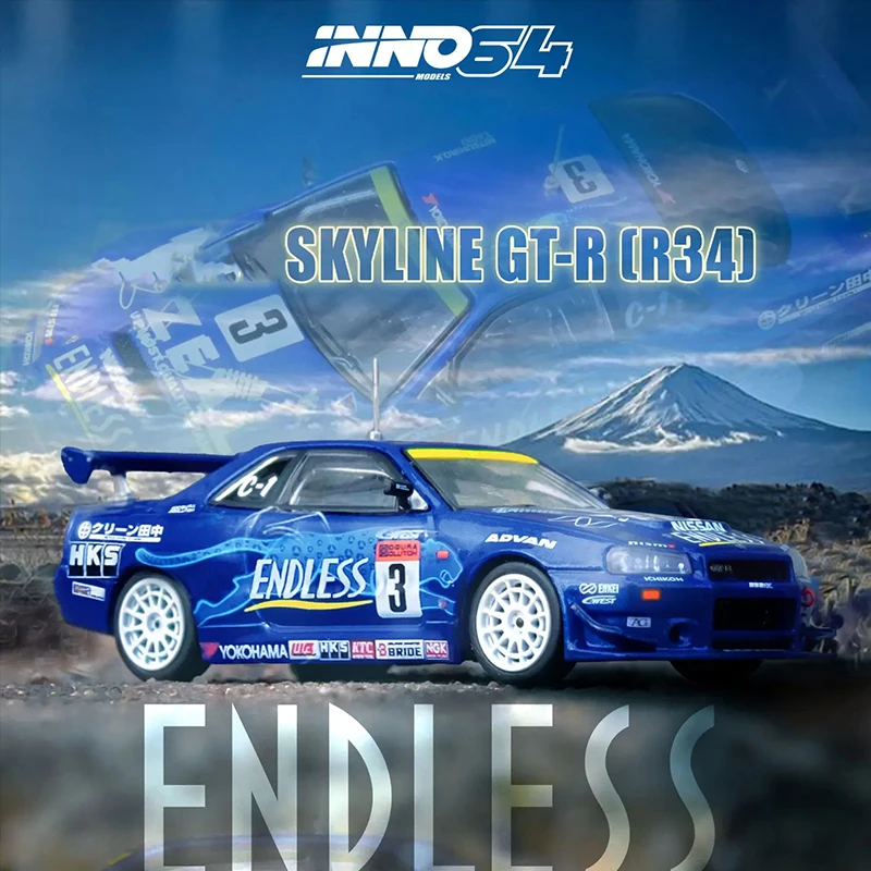 PreSale INNO 1:64 Skyline GTR R34 #3 2002 Diecast Diorama Car Model Collection Miniature Toys