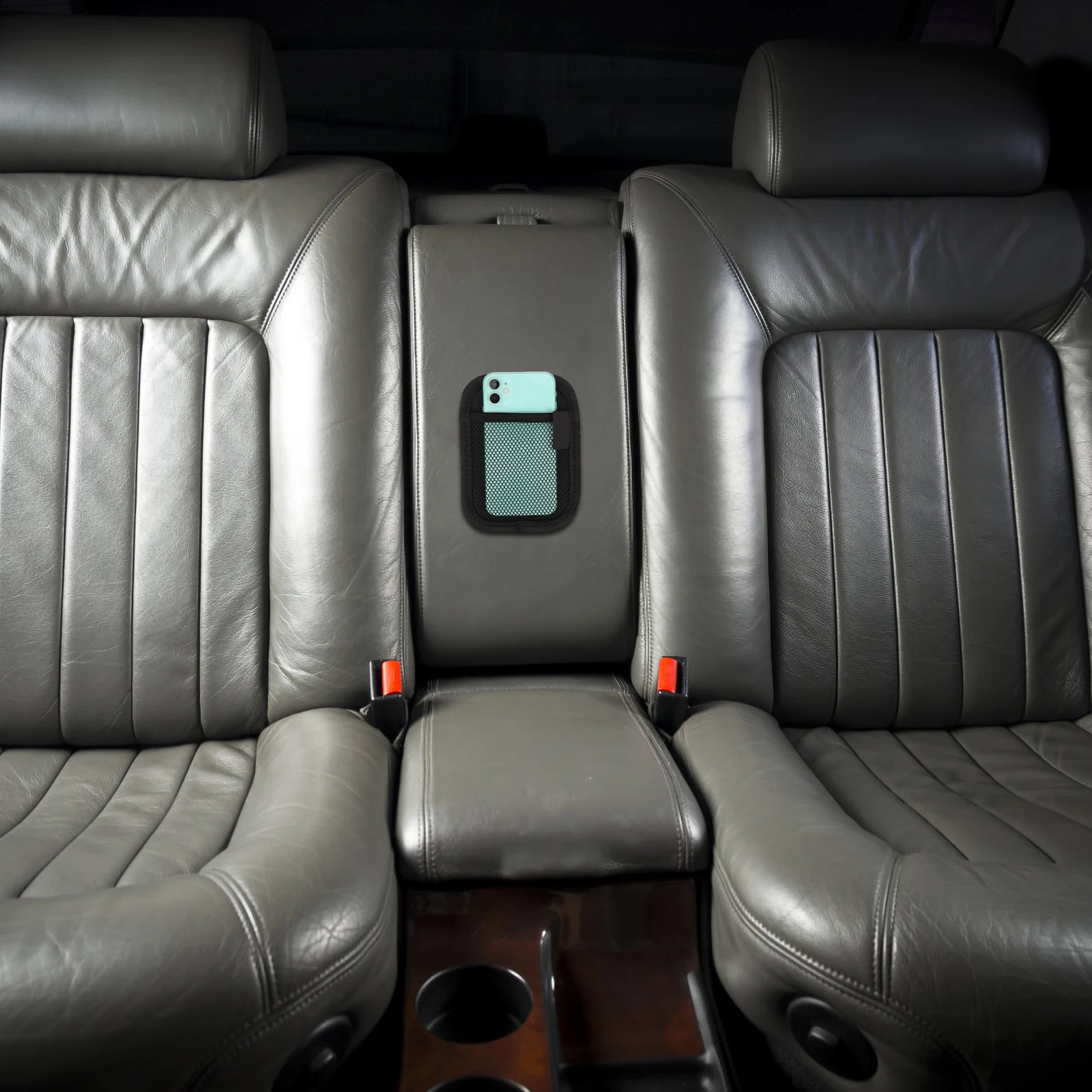 

Car Cell Phone Storage Bag Compartment Organizer Seat between Seats Pocket Bins for Automobile Net Mesh