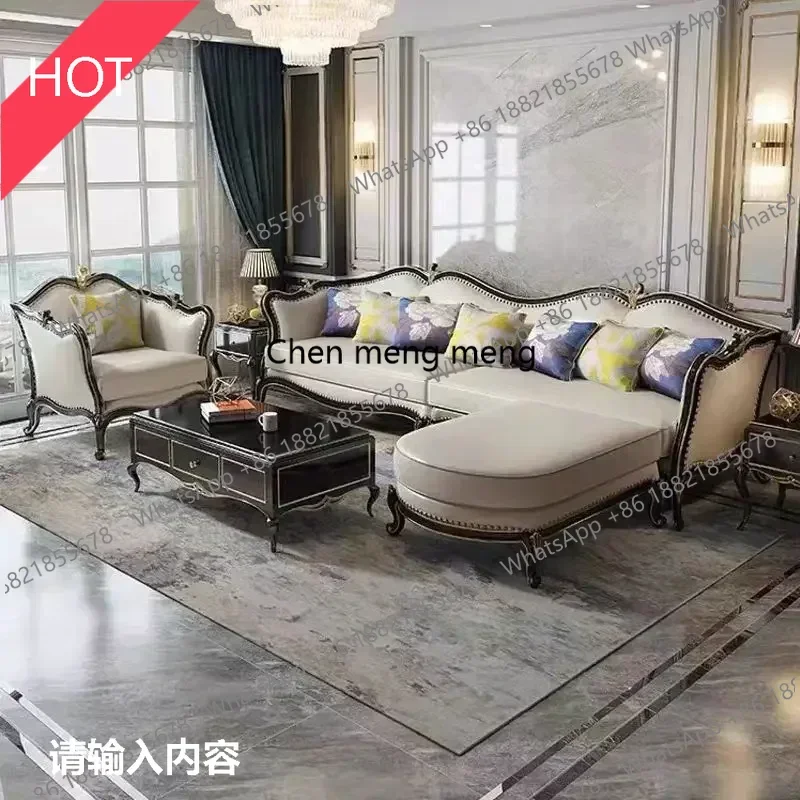 

M02 Luxury Leather Living Room Sofas American Modern Solid Wood Living Room Sofa Elegant Ergonomic Muebles Postmodern