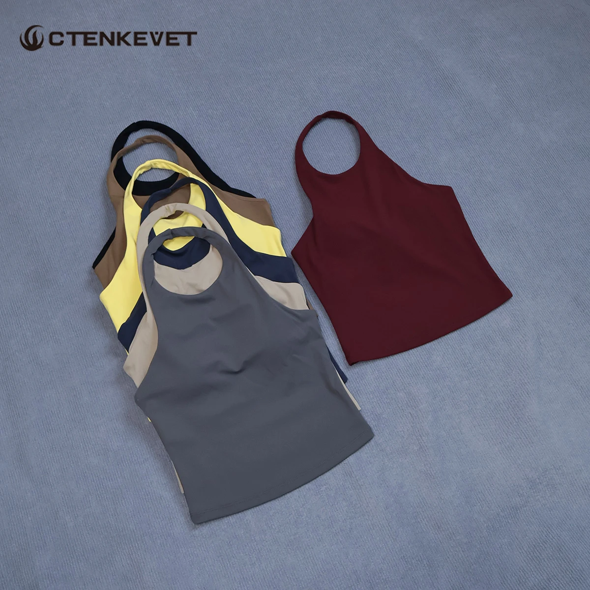 Ctenkevet Women Sleeveless Sports Tank Top With Built-In Pads Neck Strap Style Yoga Top Gym Running Quick Dry Workout Vest Woman