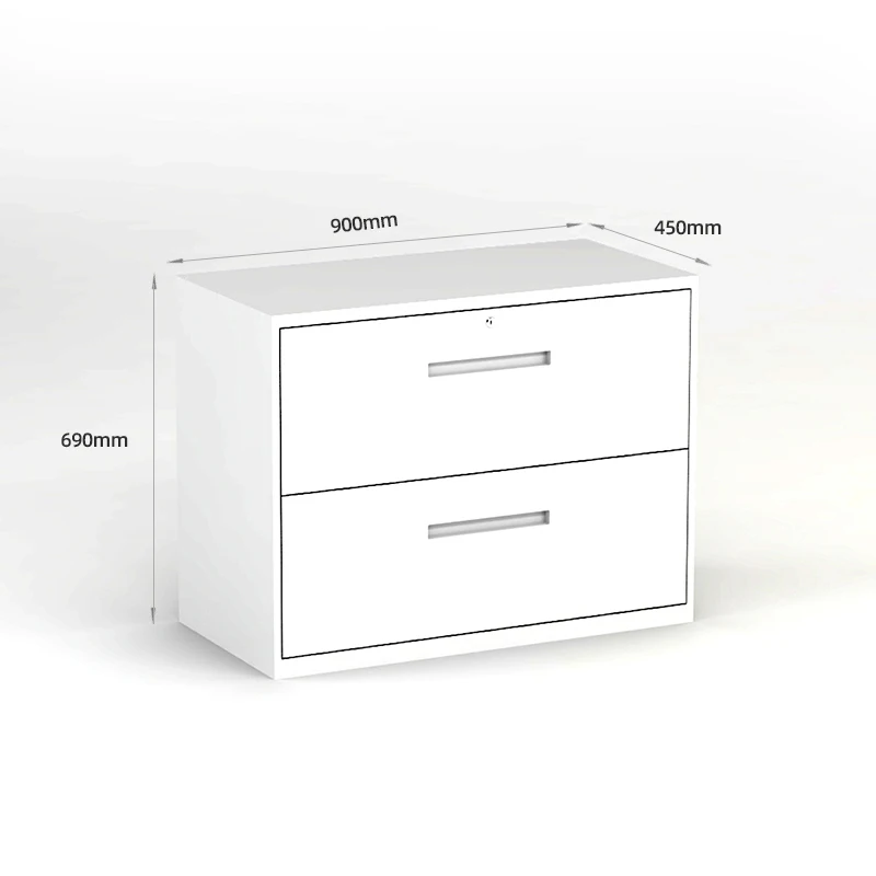 Modern 2-story 2-drawer Steel Black Horizontal File Cabinet With Handle, Fireproof And Moisture-proof, Suitable For Home Office
