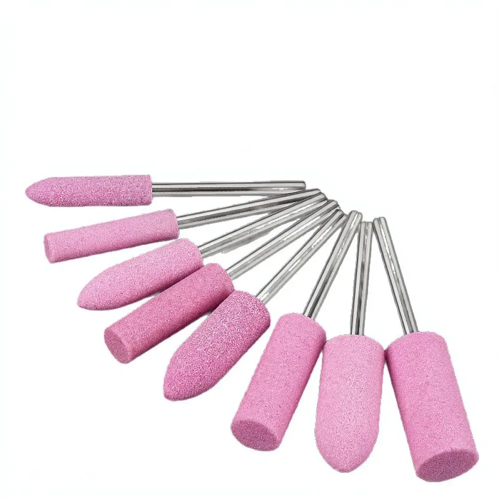 Rotary Tool Grinding Bit Red Corundum Mounted Point For Metal Jade Polishing Shank Abrasive Cylinder Cone Accessory Parts