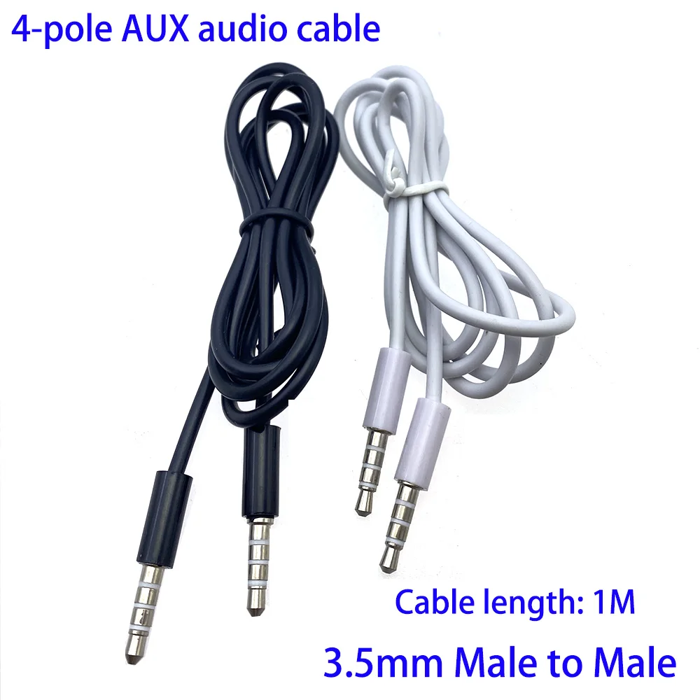3.5mm 오디오 케이블 남성-남성 휴대 전화 사운드 카드 연결 케이블 쌍 녹음 케이블 4 섹션 스피커 사운드 aux 확장