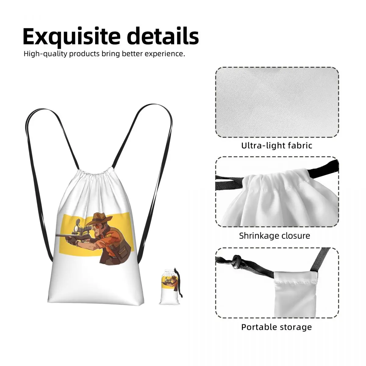 Professional Team Fortress Drawstring Backpack hiking cycling Bag Portable Travel Drawstring Bag for Men Women
