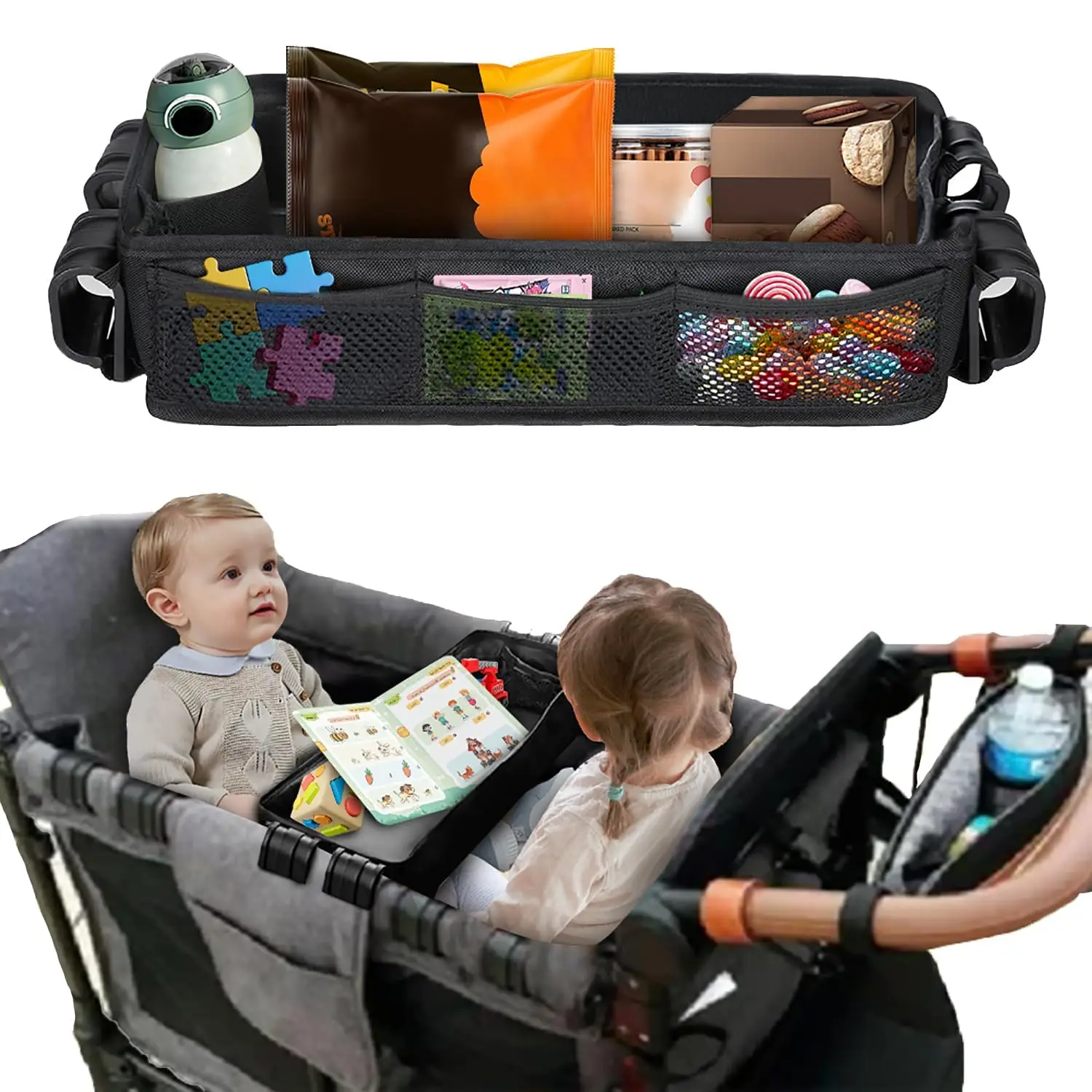 Wagon Thickened Waterproof Faux Leather Wagon Accessories Come Universal Stroller Stroller Snack Tray Compatible with Wonderfold