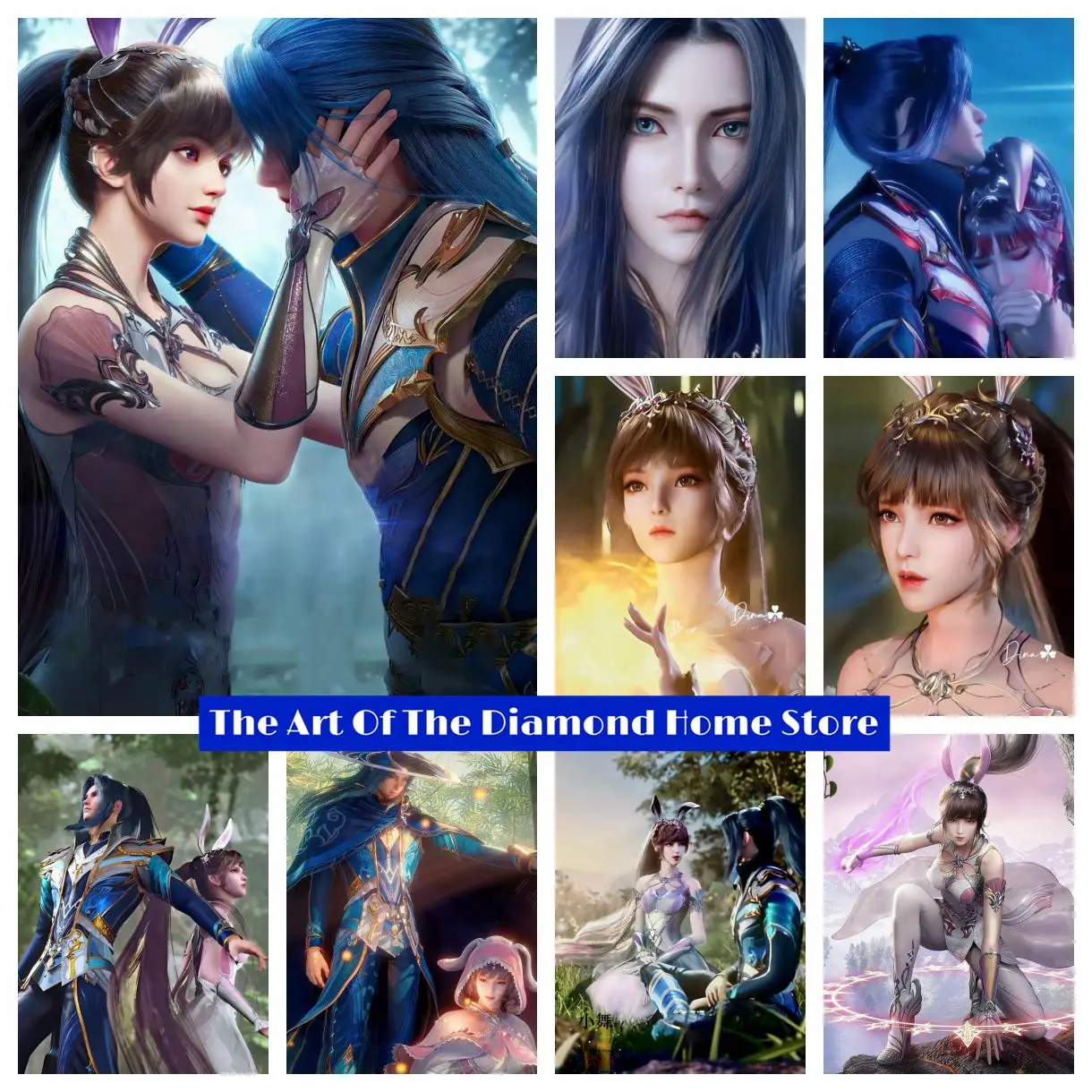 DIY Chinese Anime Soul Land AB Diamond Painting Kit Cross Stitch Douluo Dalu Tang Shan Xiao Wu Embroidery Picture Wall Art Decor